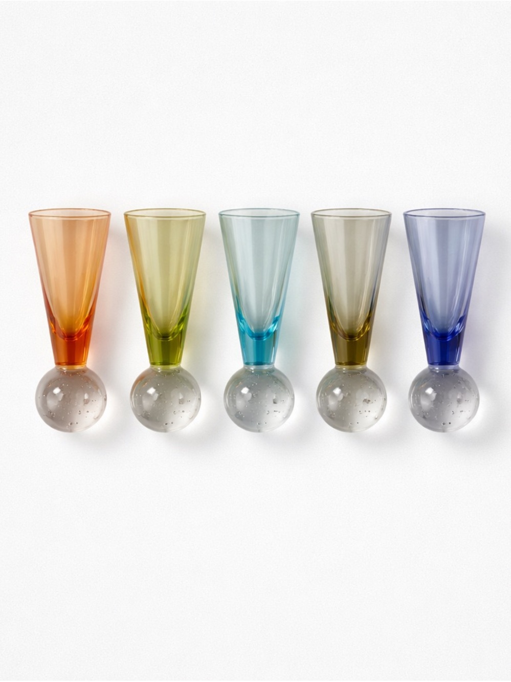 Stylish Set of Colorful Bubble Stem Shot Glasses - 5pc
